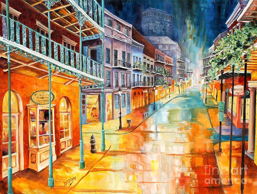 Royal Street at Night Painting by Diane Millsap