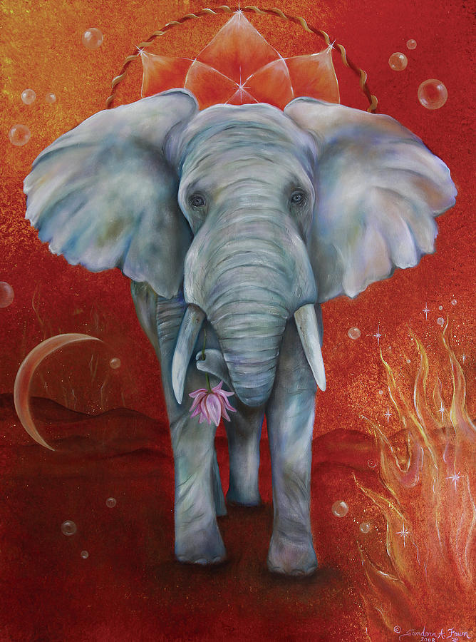 Wildlife Painting - Royal White Elephant by Sundara Fawn