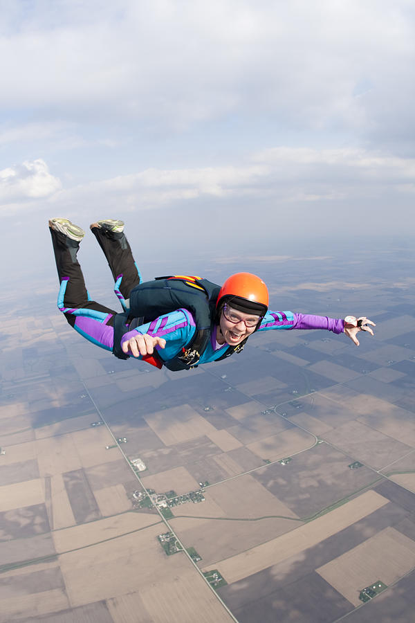 Royalty Free Stock Photo: Happy Woman Skydiving Photograph by Dzphotovideo