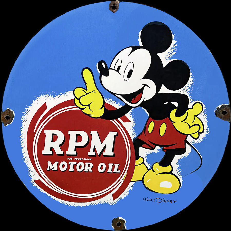 RPM Motoor oil and Mickey Mouse vintage sign Photograph by Flees Photos