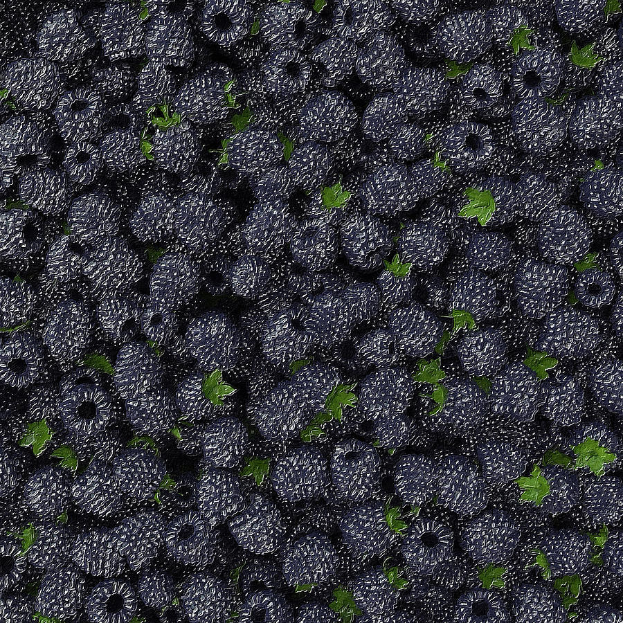 Rspberry Raspberries Still Life Fruit Lover Kitchen Art Blackberry Blackberries Painting by Tony Rubino
