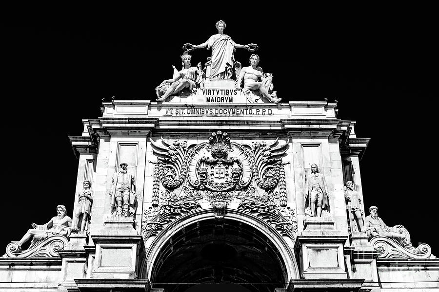 Rua Augusta Arch Statues in Lisbon Photograph by John Rizzuto