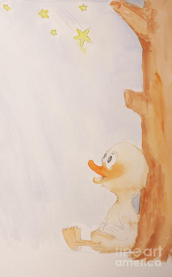 Rubbeldiduck childrens picture duck watercolor painting Painting by Beate Gube