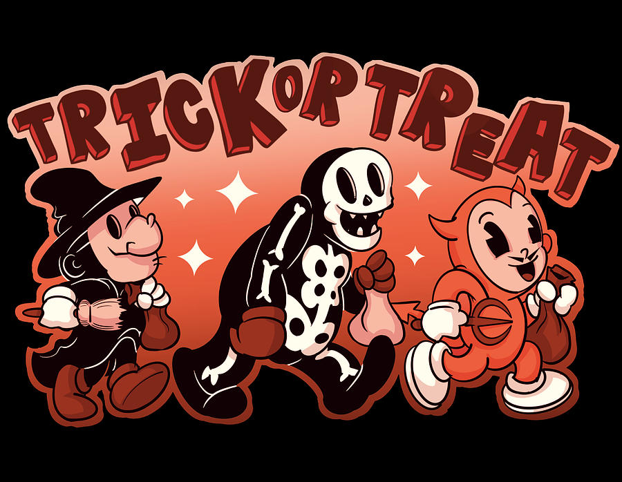 Rubber Hose Trick Or Treat Drawing by Ludwig Van Bacon