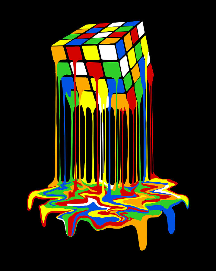 Rubik Rubix Rubi Melting Cube Awesome Graphic Digital Art by Luke Henry