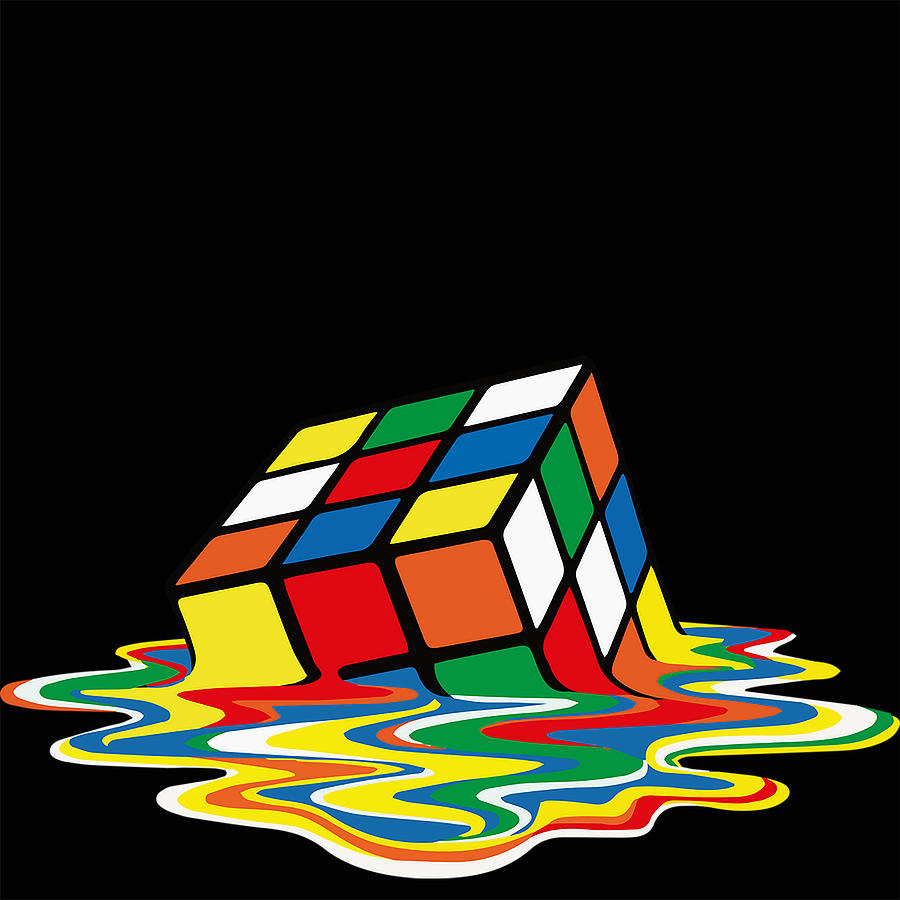 Rubiks Cube Abstract Melting Painting by Tony Rubino