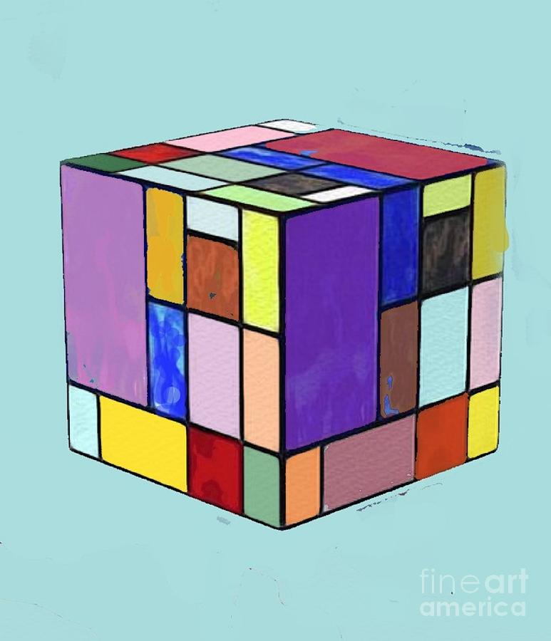 Rubiks cube Mixed Media by Vesna Antic