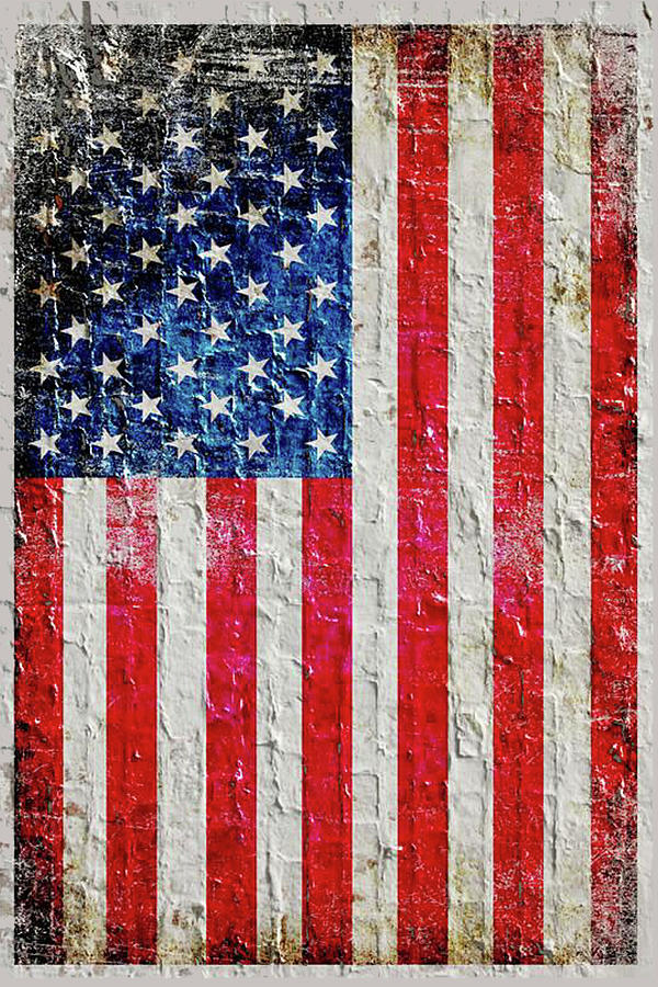 Rubino American Spatter Flag Print Painting by Tony Rubino