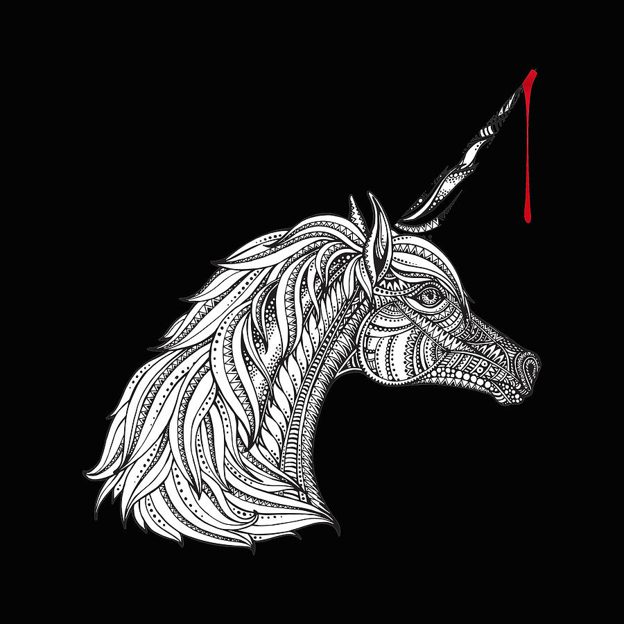 Rubino Bloody Unicorn Head Painting by Tony Rubino