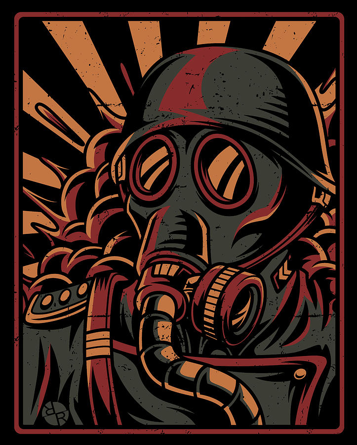 Rubino Brand Endure Social Distancing Pandemic Social Distancing Virus  Tee Tees T-Shirt Gas Mask Painting by Tony Rubino