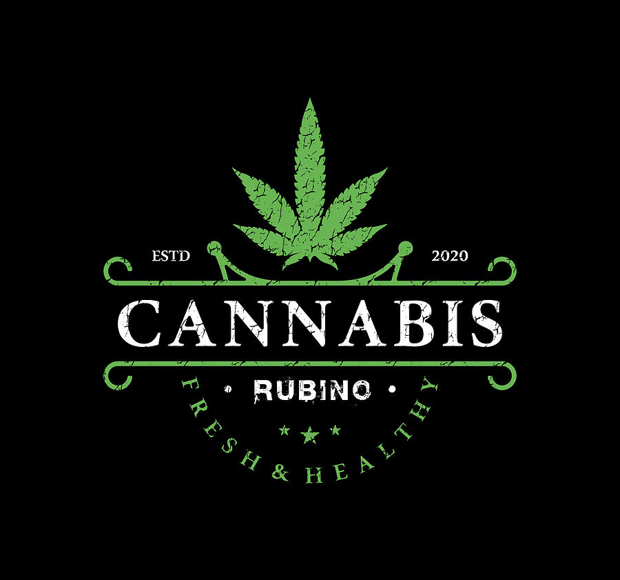 Rubino Brand Logo T-Shirt T Shirt Tee Cannabis Marijuana Weed Painting by Tony Rubino