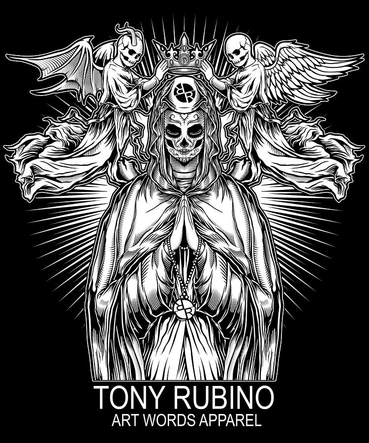 Rubino Brand Logo T-Shirt T Shirt Tee Tees Crown Skull Painting by Tony Rubino
