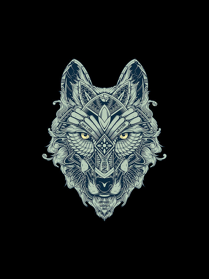 Rubino Brand Spirit Wolf Mandala Painting by Tony Rubino