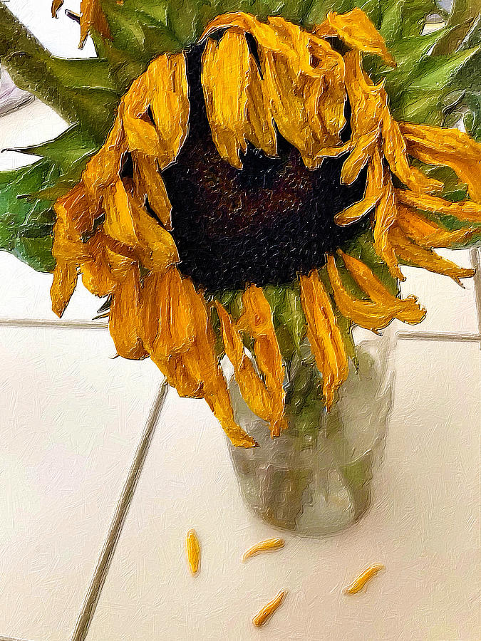 Rubino Brand Sunflower Sad Droop Bouquet Painting by Tony Rubino