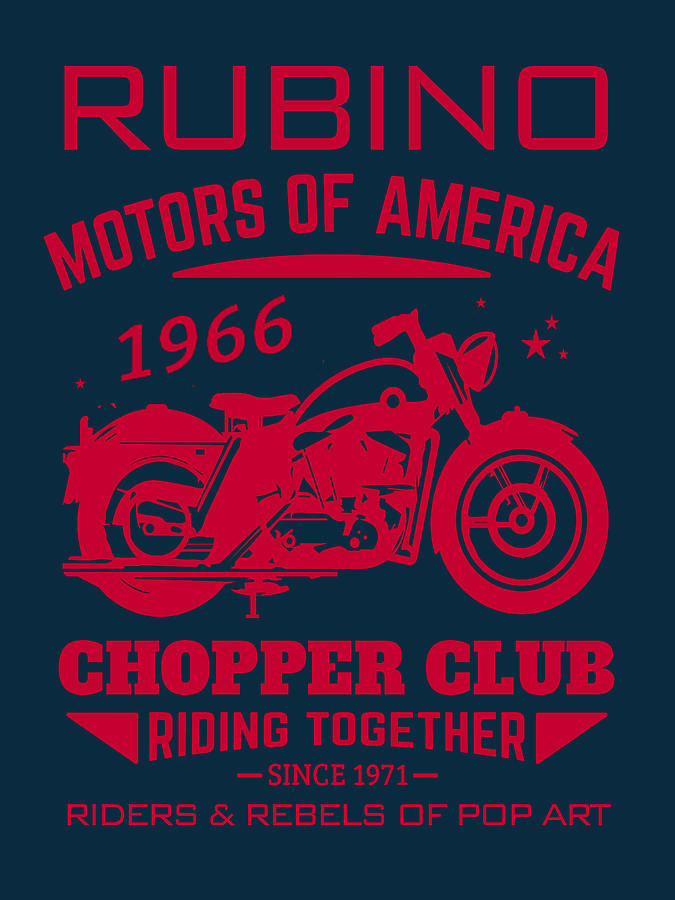 Rubino Brand Tees Tee T-Shirt T Shirt Biker Club Painting by Tony Rubino