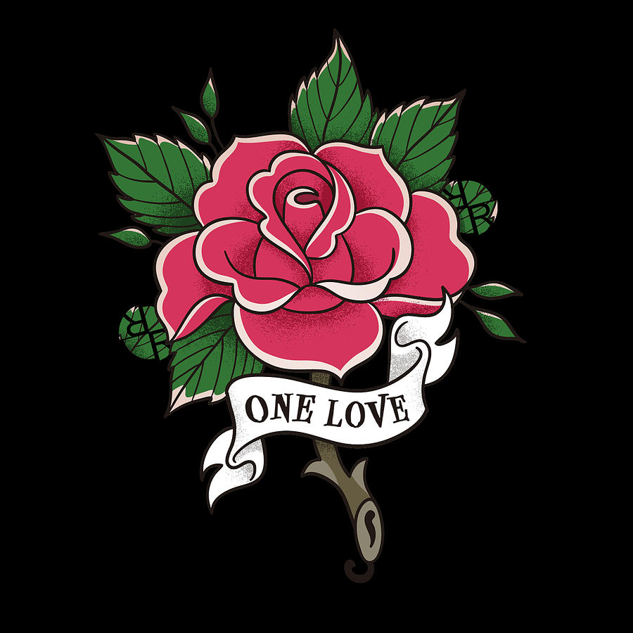 Rubino Brand Tees Tee T-Shirt T Shirt One Love Rose Painting by Tony Rubino