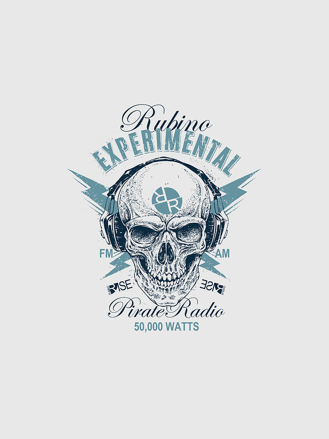 Rubino Brand Tees Tee T-Shirt T Shirt Radio Skull Painting by Tony Rubino