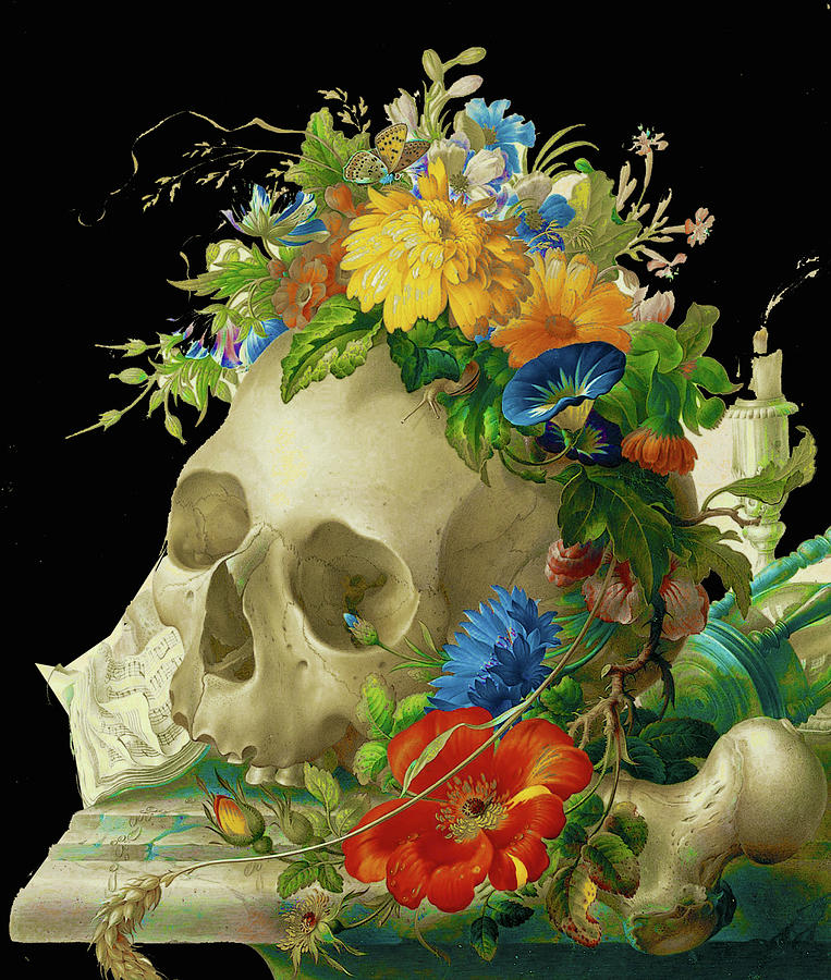 Rubino Floral Skull Classic Painting Painting by Tony Rubino
