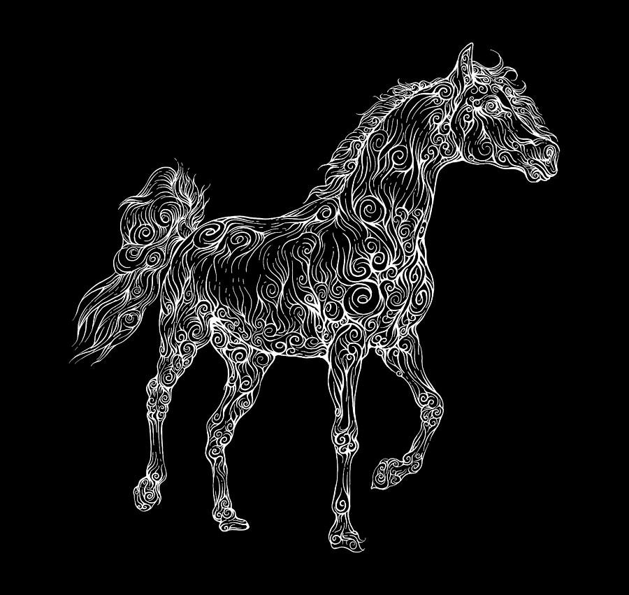 Rubino Horse Etching Short-Sleeve Unisex T-Shirt Tee Tees Painting by Tony Rubino