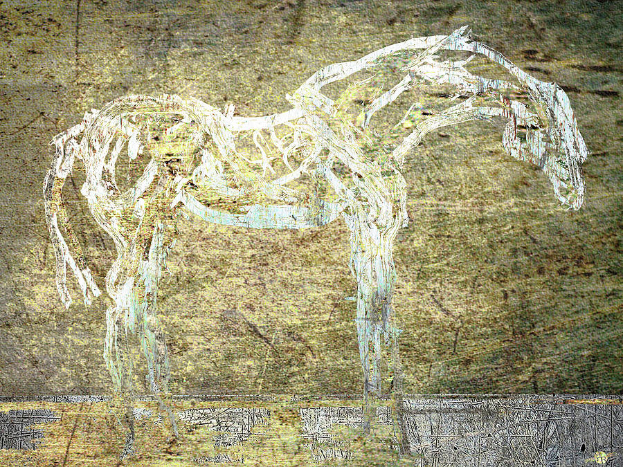 Rubino Horse Etching Silver Gold Painting by Tony Rubino