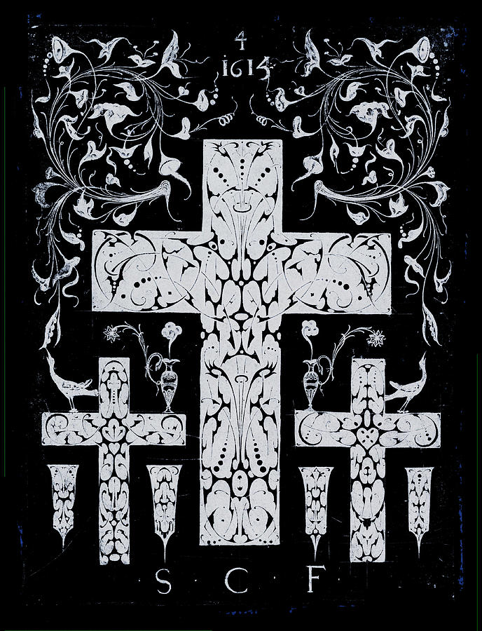 Rubino MET Tile Cross Abstract Crucifix Poster Painting by Tony Rubino