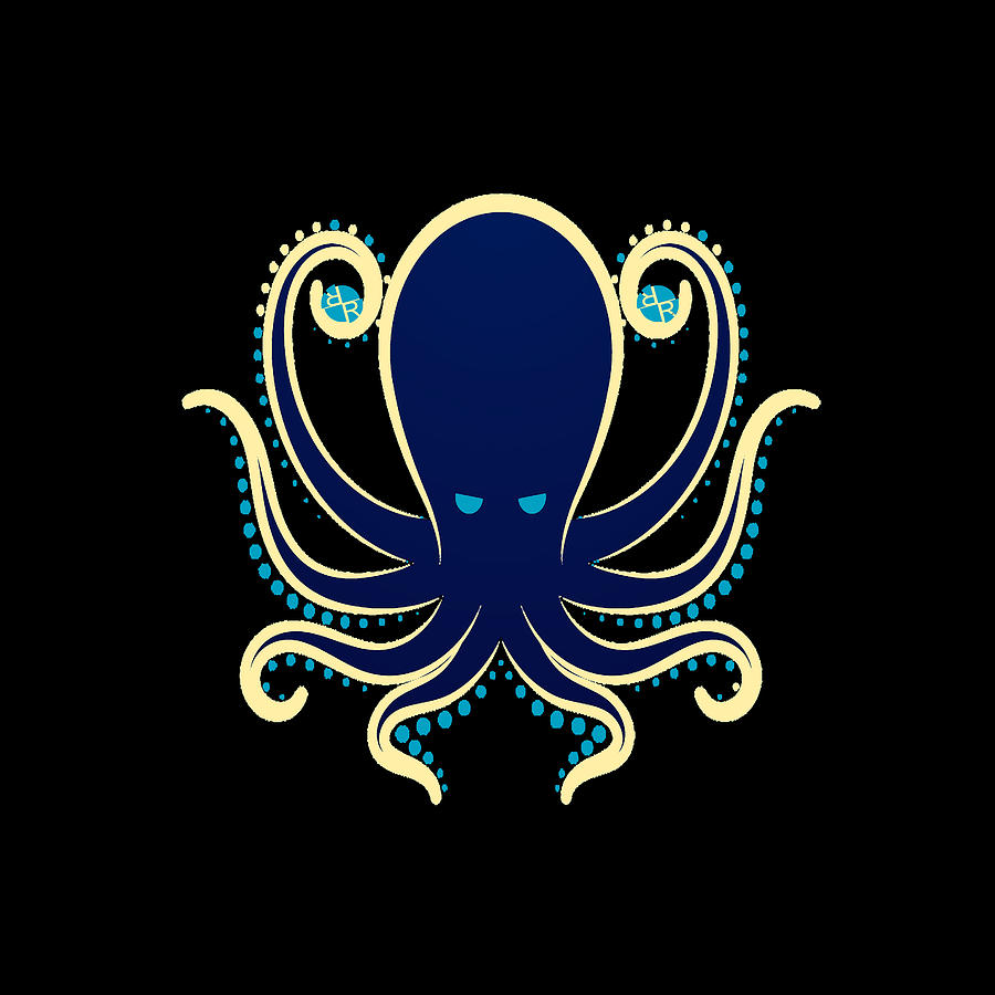 Rubino Zen Octopus Blue Tee Tees T-Shirt T Shirt Painting by Tony Rubino