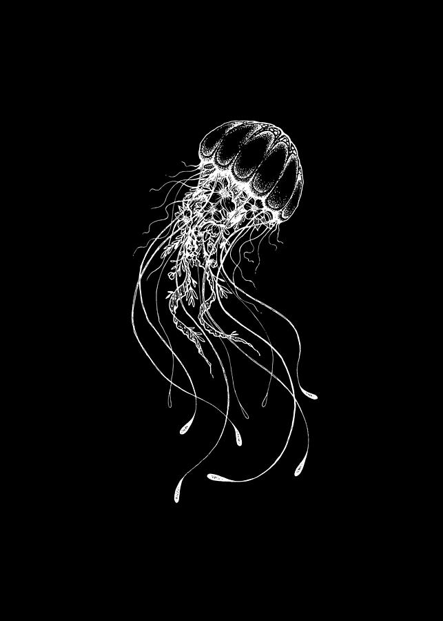 Rubino Zen Octopus Jelly Fish Jellyfish Black Painting by Tony Rubino