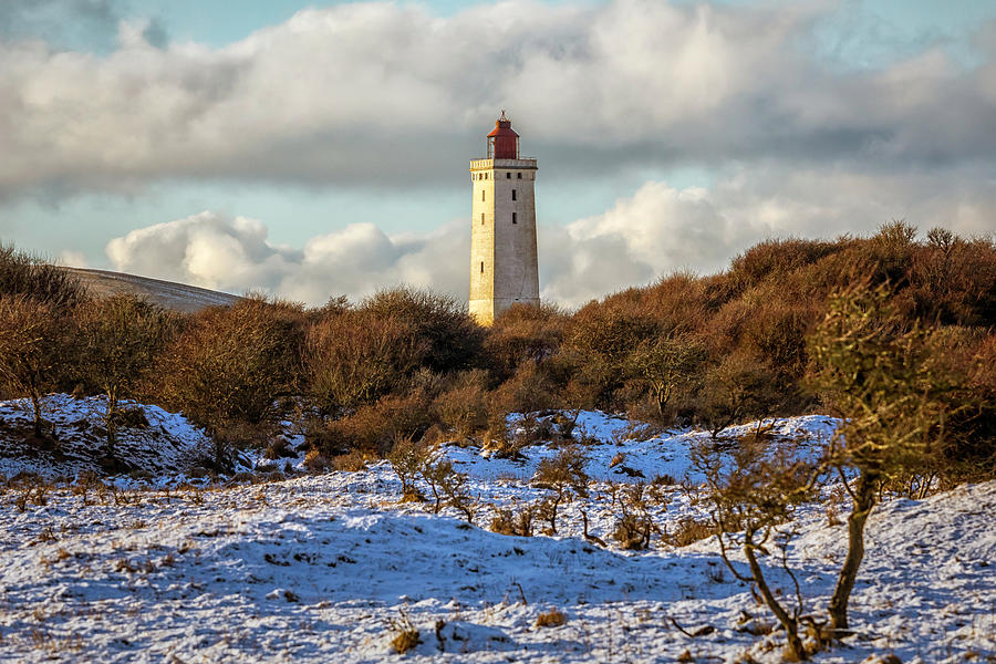Rubjerg Knude Lighthouse in snow  Photograph by Mike Santis