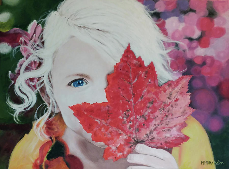 Ruby Fall Leaf Painting by Marilyn Hilliard