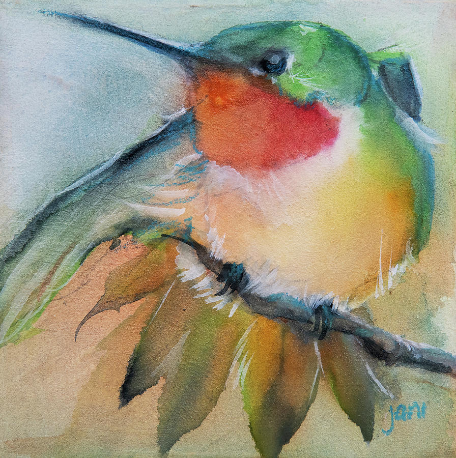 Ruby Hummer Painting by Jani Freimann