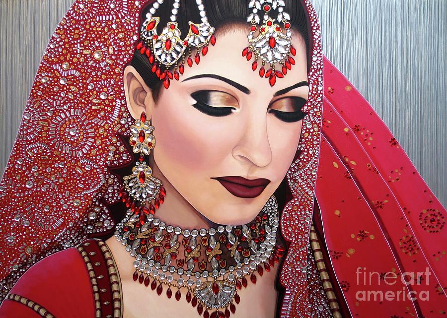 Portrait Painting - Ruby Indian Bride by Malinda Prudhomme