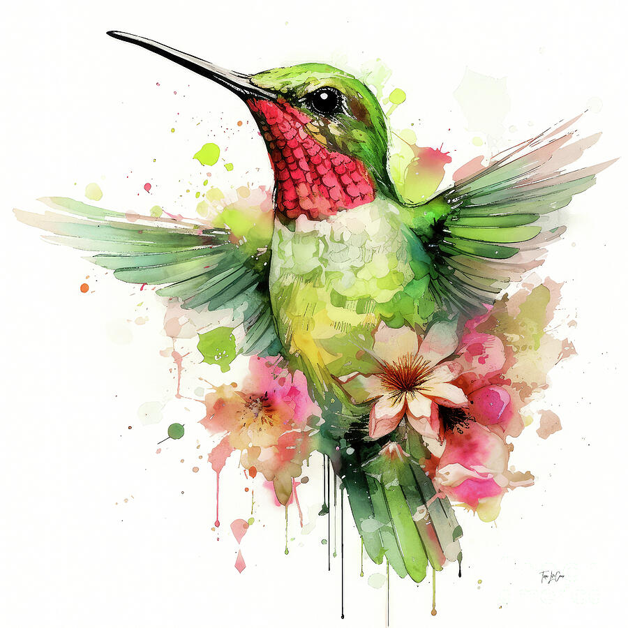 Ruby Summer Hummer Painting by Tina LeCour