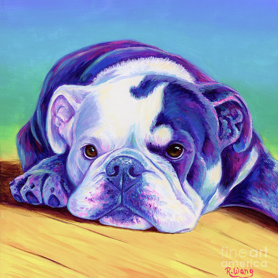 Ruby the Bulldog Painting by Rebecca Wang