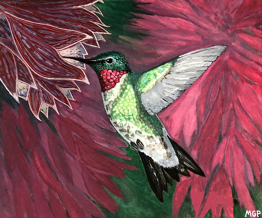 Ruby Throated Hummingbird Painting