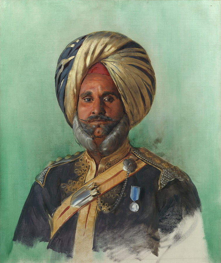 RUDOLF SWOBODA  Risaldar-Major Kishan Singh, Nabha Lancers Before 2 August 1897 Painting by Artistic Rifki