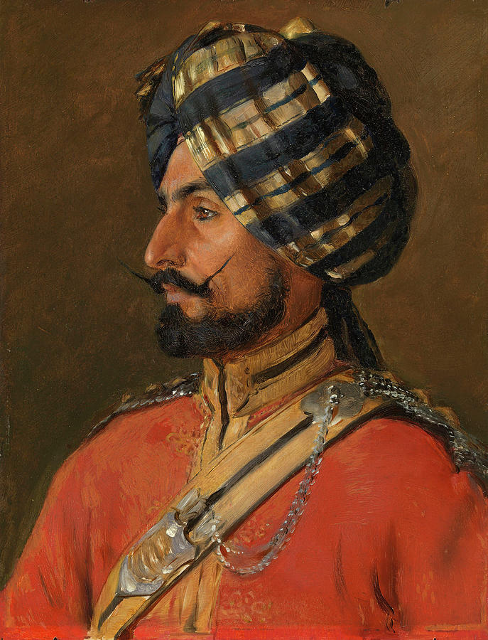 RUDOLF SWOBODA  Risaldar-Major Sunayat Singh, Kashmir Lancers Before 16 December 1897 Painting by Artistic Rifki