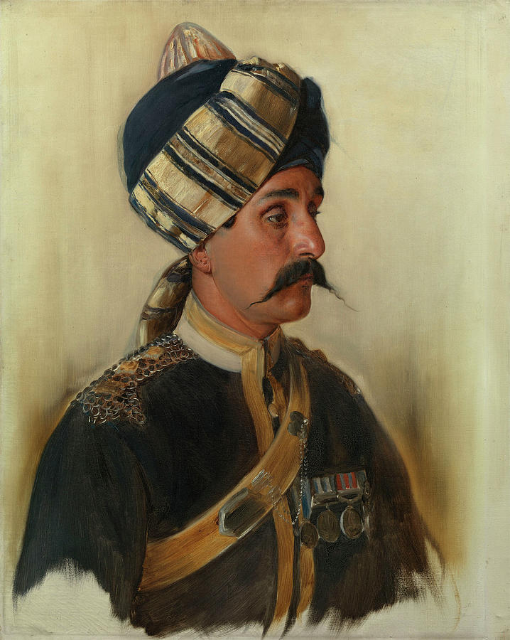 RUDOLF SWOBODA Risaldar Nadir Khan, 9th Bengal Lancers Before 2 August 1897 Painting by Artistic Rifki