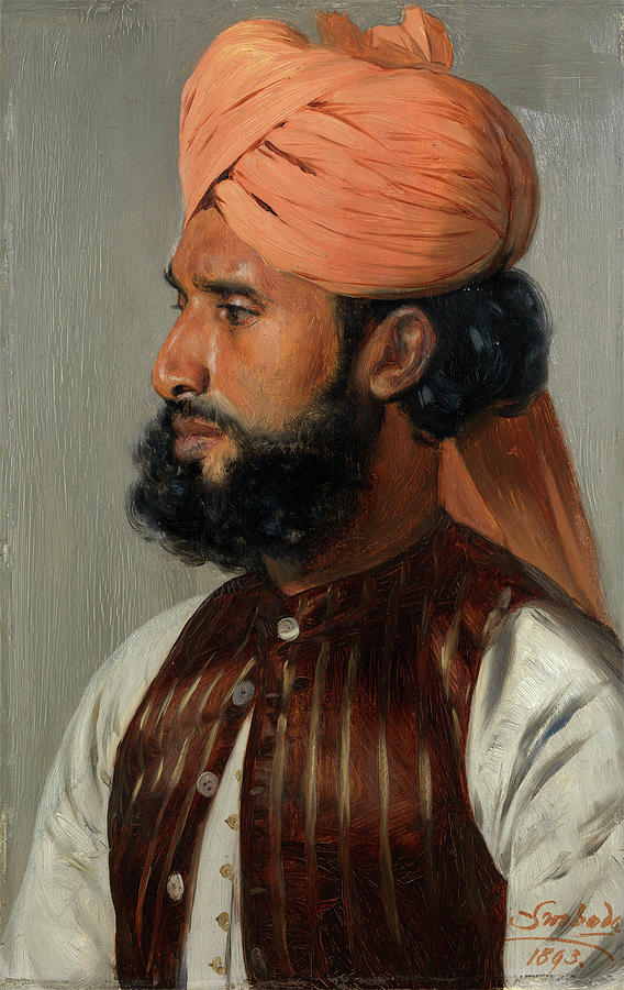 RUDOLF SWOBODA  Sheikh Khudda Bakhsh Signed and dated 1893 Painting by Artistic Rifki
