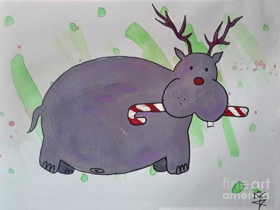 Rudolph Hippopotamus Painting by April Reilly