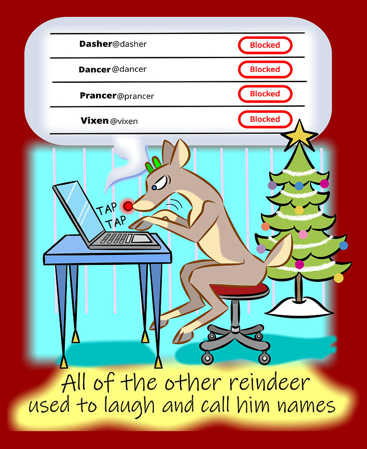 Christmas Digital Art - Rudolph On Twitter by J L Meadows