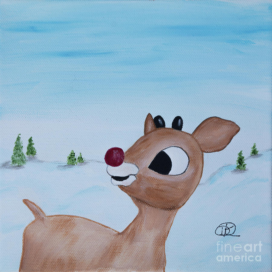 Rudolph the Red-Nosed Reindeer Painting by Deborah Klubertanz