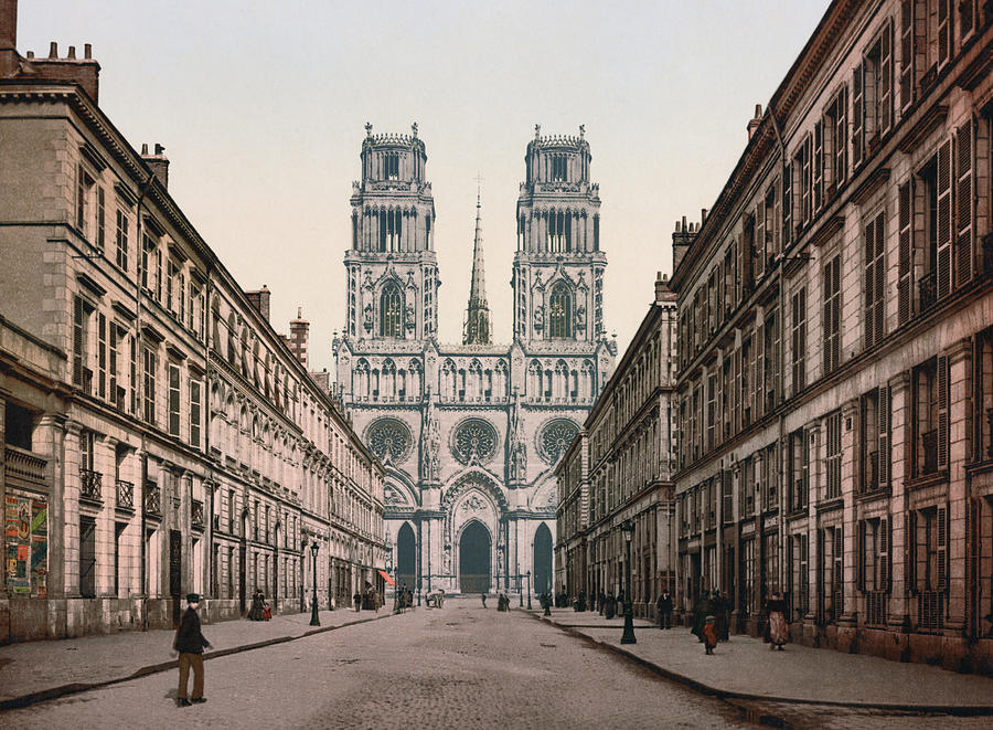 Rue Jeanne DArc - Orleans France - Circa 1900 Photochrom Photograph by War Is Hell Store
