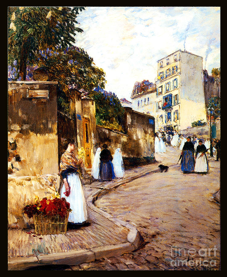 Rue Montmartre 1889 Painting by Frederick Childe Hassam