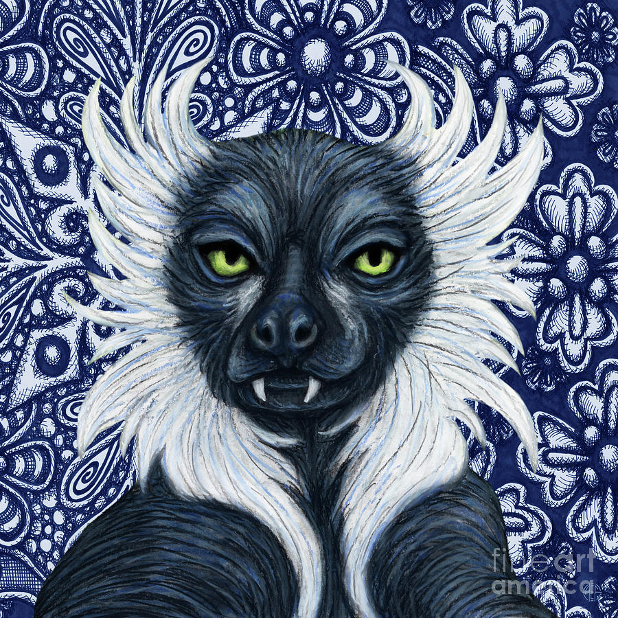 Ruffed Lemur Abstract Painting by Amy E Fraser
