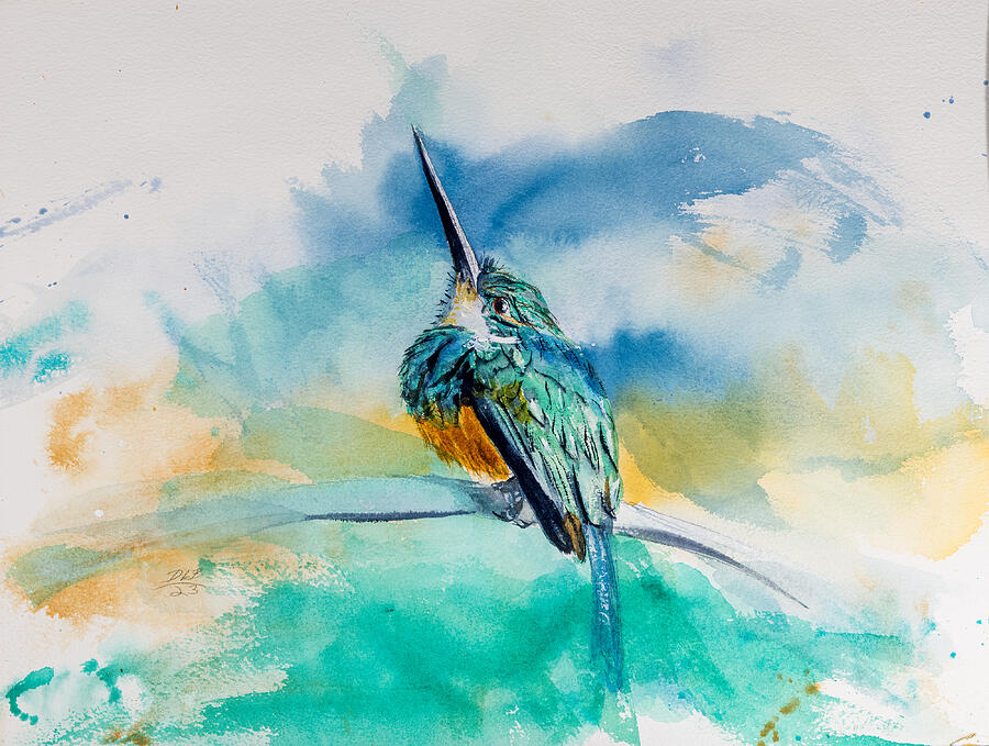 Bird Painting - Rufous-tailed Jacamar #5398 by Daniel Lee Brown
