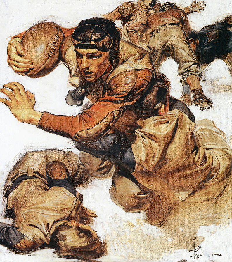 Cool Painting - Rugby player, Tackle - Digital Remastered Edition by Joseph Christian Leyendecker