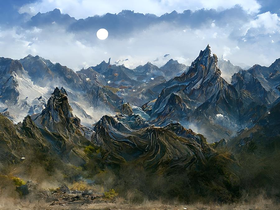 Rugged Mountain Range Digital Art by Beverly Read