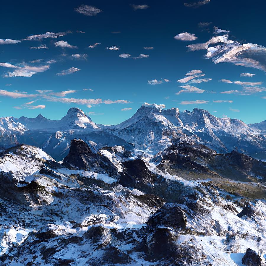 Rugged Mountains Blue Sky Digital Art by Beverly Read