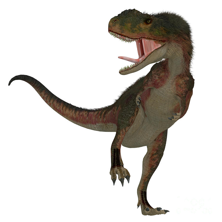 Rugops Dinosaur on White Digital Art by Corey Ford
