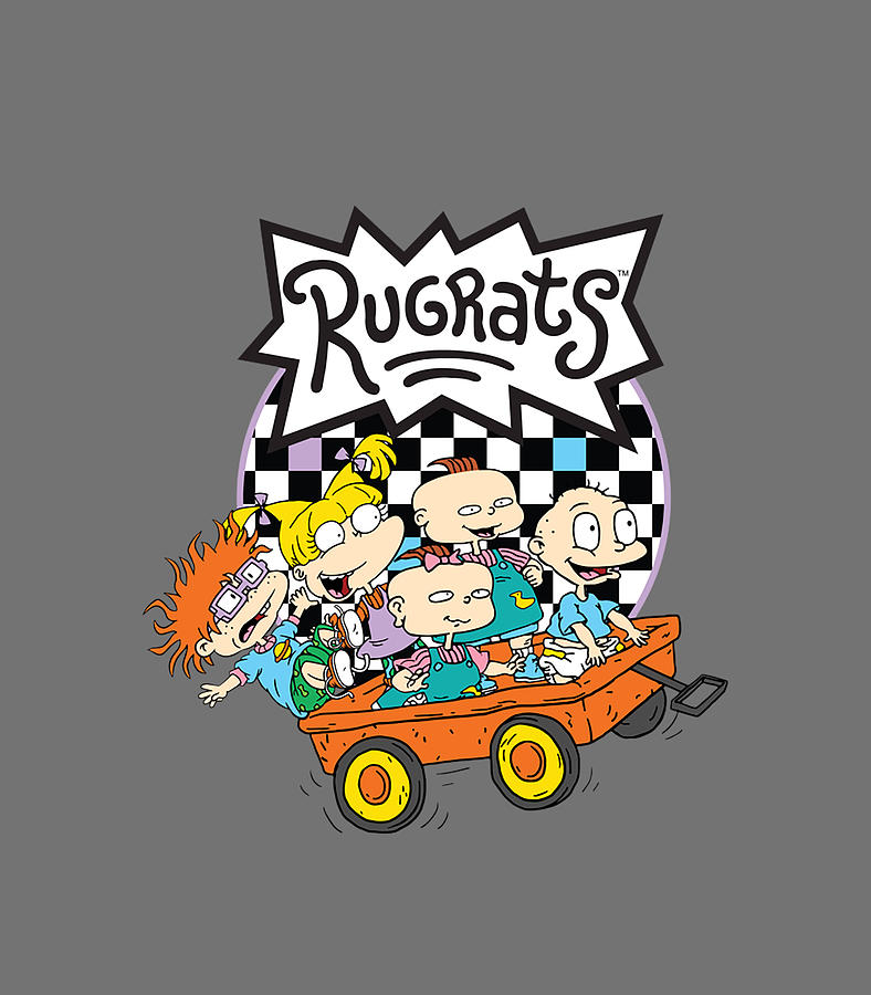 Rugrats Logo Checkerboard With Kids In Wagon Digital Art by Thanh Nguyen